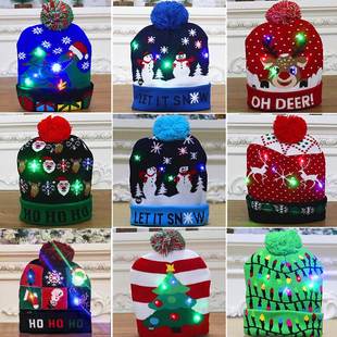 Soft LED Hat Knitted with Kids Christmas Adult Beanie Light