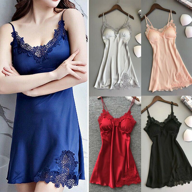 Silk Lace Lingerie Night Dress Ladies Nightgown Sleepwear