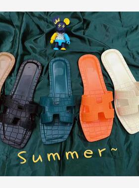 外穿沙滩居家平底一字拖鞋女 beach flip flops slippers sandals