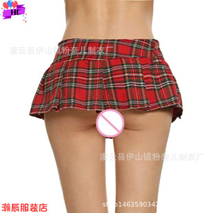 s女士褶皱小短裙性感短裙 short sexy skirt Female plaid