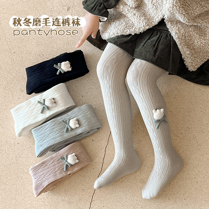 秋冬薄绒儿童连裤袜磨毛