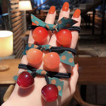 Lovely bowknot cherry head rope headdress hair rope leather band female student Korean version simple fashion ins hair circle headdress