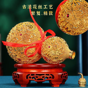 花丝葫芦花丝工艺客厅礼盒装复古桌面摆件繁复黄铜古法花丝
