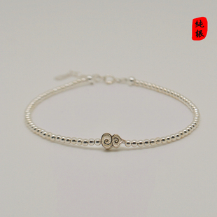 999足银葫芦纯银手链女款小众轻奢招财纳福足链中式国风银珠手串