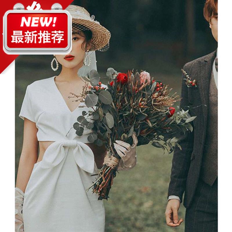 韩式鱼尾轻婚纱2020新款绸缎面简i约出门白纱旅拍复古o礼服裙小拖在类目 女装/女士精品, 婚纱/旗袍/礼服, 婚纱中 - 来自Buy2taobao.com提供专业的淘宝代购服务