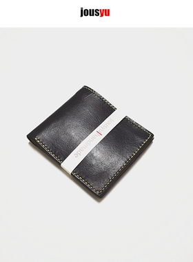 jousyu撞色手染意大利植鞣牛皮横款钱包头层牛皮手工缝制