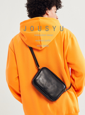 JOUSYU原创邮差包手工植鞣牛皮男女士斜挎包复古单肩包小众简约
