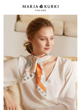 MARJAKURKI玛丽亚古琦时尚方巾丝巾系脖真丝围巾头巾妈妈女友礼物