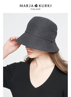 MARJAKURKI玛丽亚古琦时尚休闲帽子女秋冬季黑色渔夫帽高级感盆帽