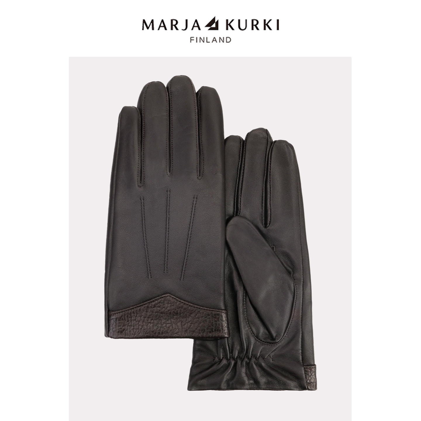 MARJAKURKI玛丽亚古琦羊皮手套男士骑行手套冬季加绒真皮保暖手套