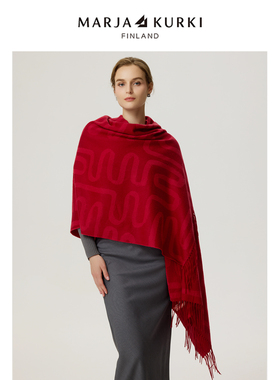 MARJAKURKI玛丽亚古琦纯山羊绒披肩外搭女2025新款红色围巾礼盒装