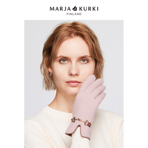 MARJAKURKI玛丽亚古琦羊毛手套冬季女士金属扣礼盒装加绒保暖手套