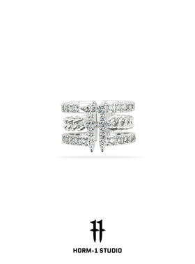 horm-1情侣嘻哈风镶嵌锆石戒指