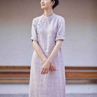 文艺新款苎麻仙气风汉服连衣裙