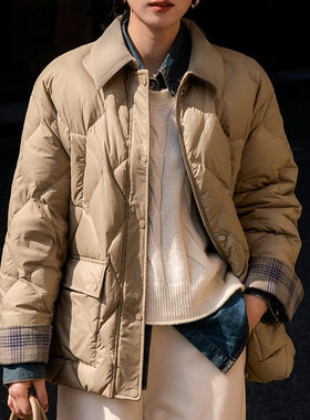 巴恩风三防立体菱格 95白鹅绒羽绒服 冬季新款高端平湖女装鹅绒服