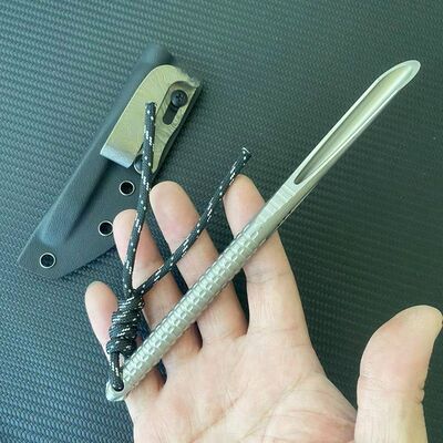 户外便携装备天启雷纹TC4纯钛合金大吸管K鞘钛背夹微技术战术防身
