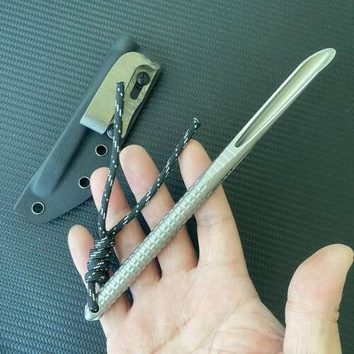 户外便携装备天启雷纹TC4纯钛合金大吸管K鞘钛背夹微技术战术防身