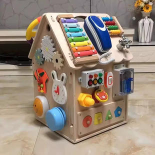 早教木制忙碌箱收纳百宝箱忙碌板仿真机开锁生活模拟游戏玩具