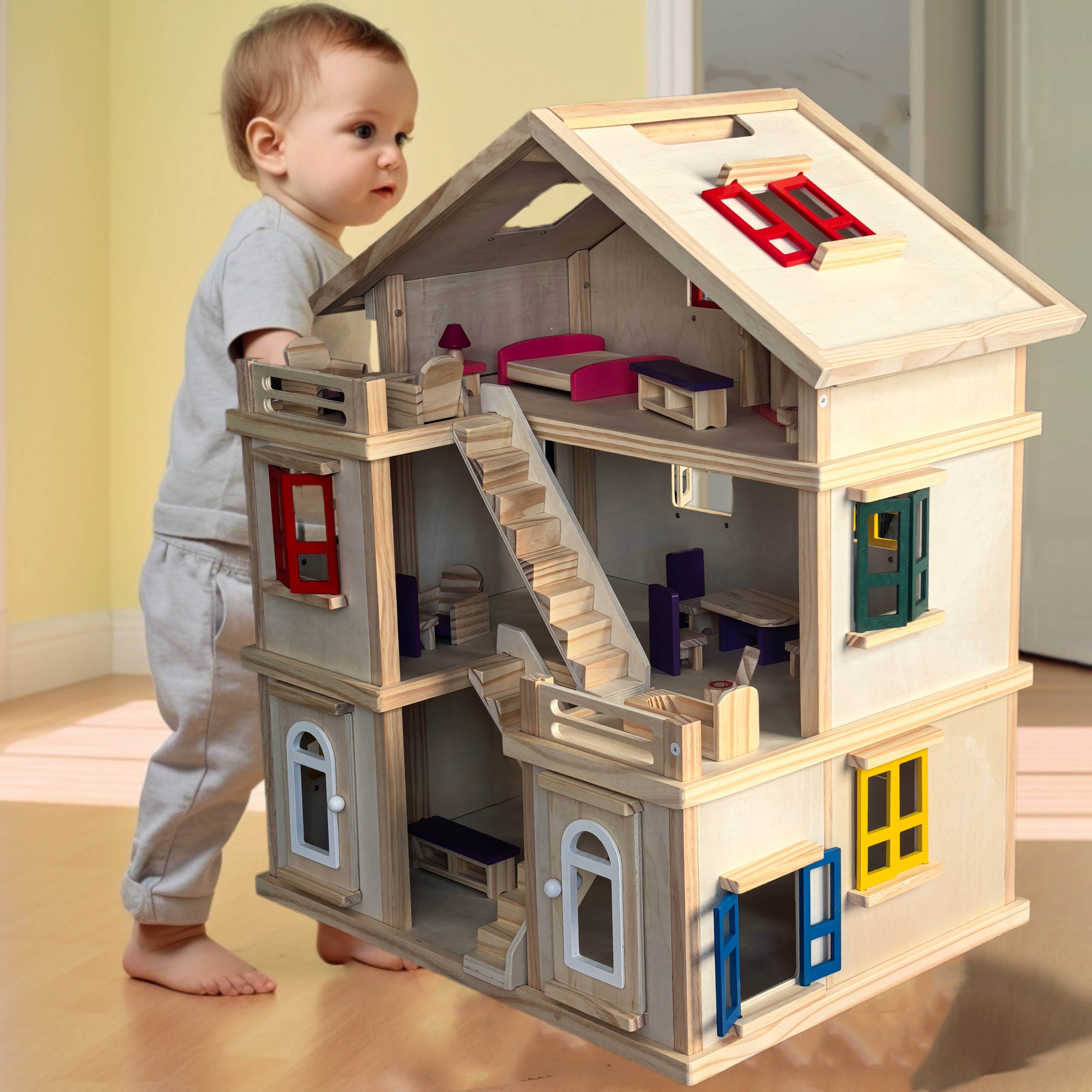 木制儿童大房子豪华玩具屋别墅宝宝玩具3-6岁过家家娃娃屋益智diy
