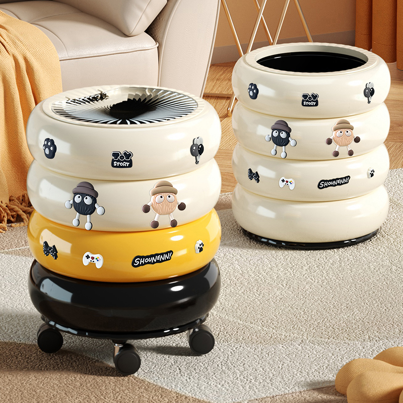 【甜甜圈垃圾桶】带轮垃圾桶有盖