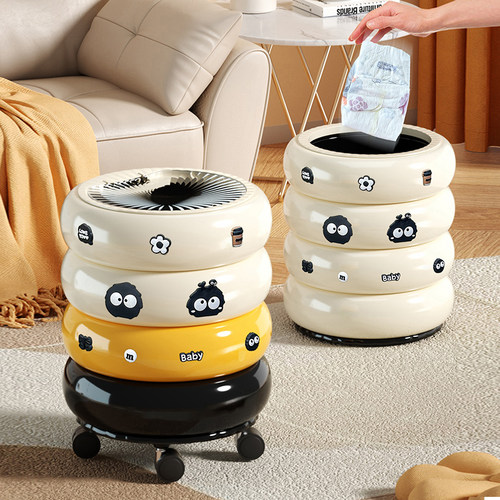 【甜甜圈尿布垃圾桶】带轮有盖
