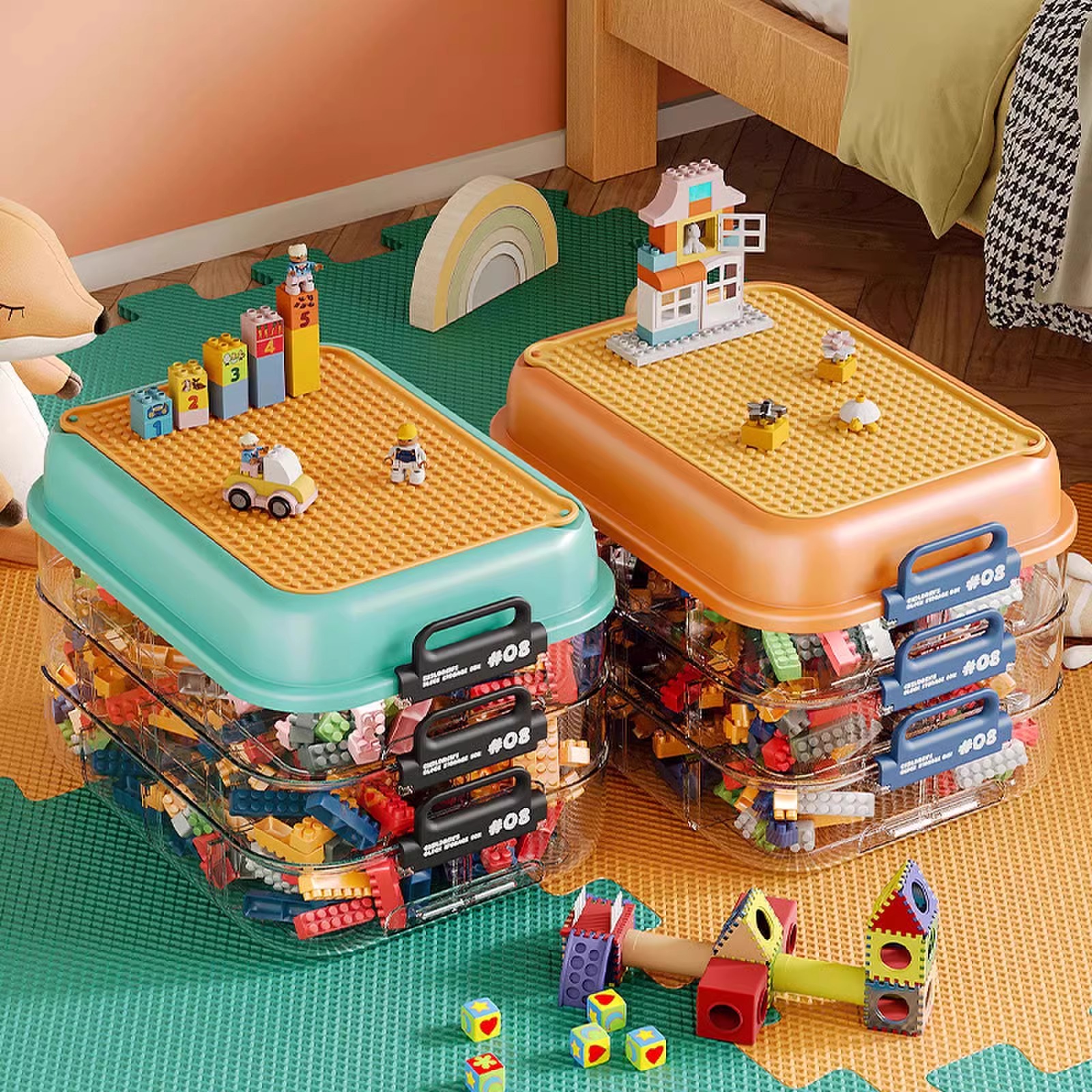 纳象屋儿童大颗粒积木拼装收纳箱