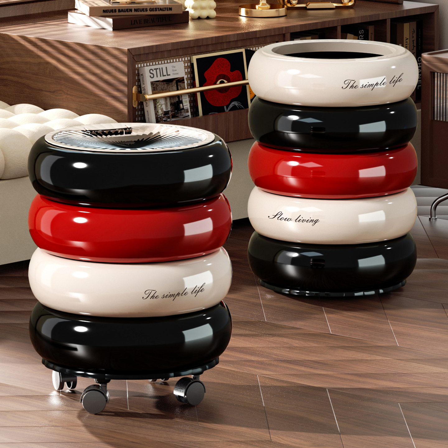 【复古垃圾桶】带轮垃圾桶有盖