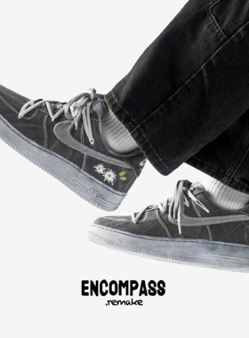 NikeAF1 Remake 丹宁牛仔做旧拼接 雏菊刺绣 复古休闲鞋ENCOMPASS