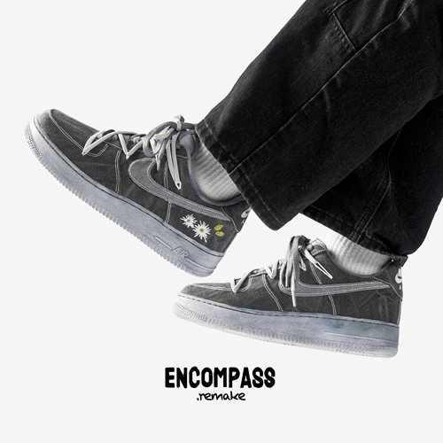NikeAF1 Remake 丹宁牛仔做旧拼接 雏菊刺绣 复古休闲鞋ENCOMPASS