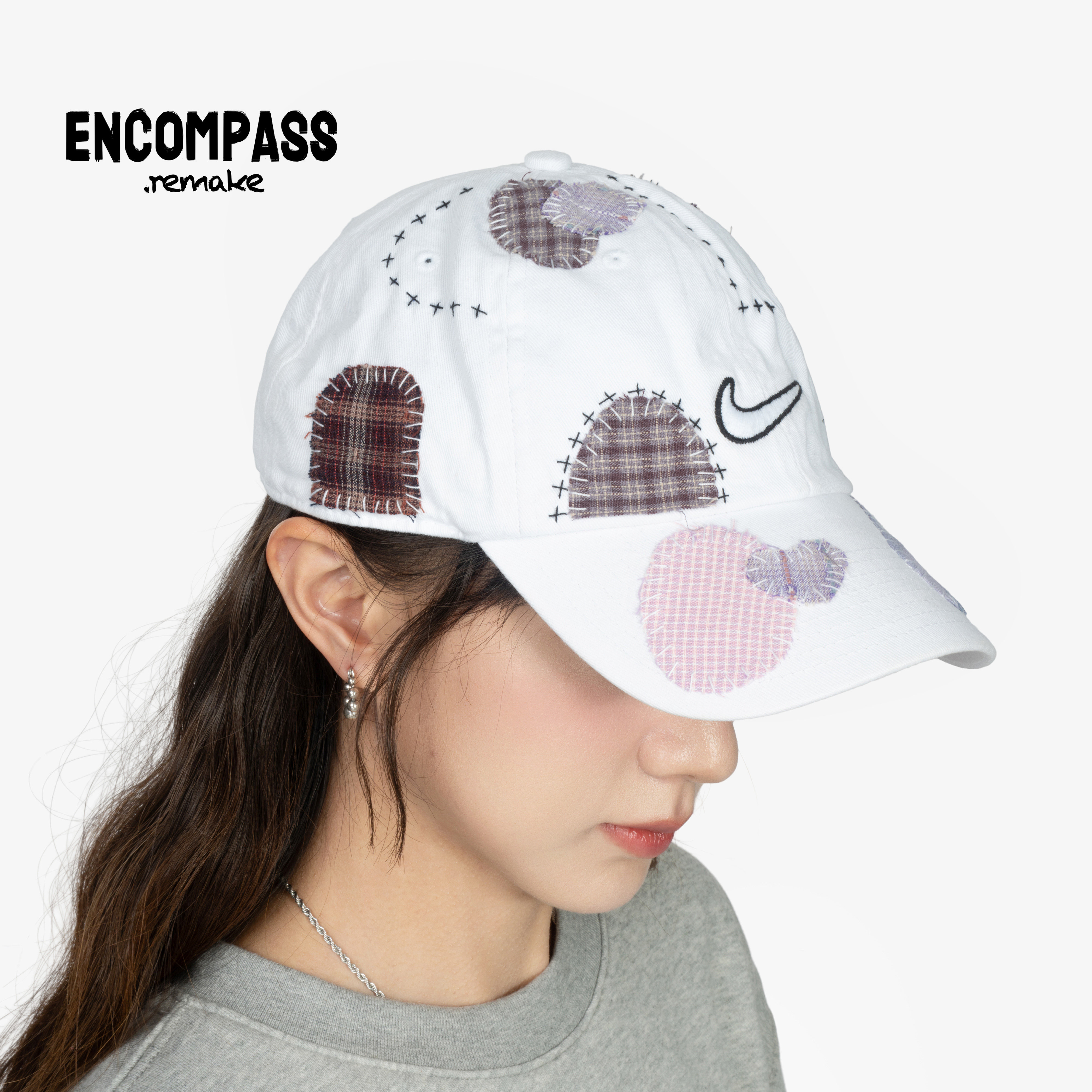 Nike Remake 孤品 手工十字刺绣 解构拼贴 棒球帽男女 ENCOMPASS,运动包/户外包/配件,运动帽,淘宝优惠券,粉丝福利购,淘宝优惠卷