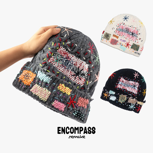 废土复古Y2K撞色手工毛线帽