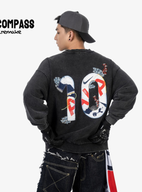 Remake 复古足球球衣拼接圆领水洗卫衣街头废土风 男女 ENCOMPASS