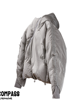 Graviity Studio先锋设计90鸭绒保暖 金属银面包连帽羽绒服男女款