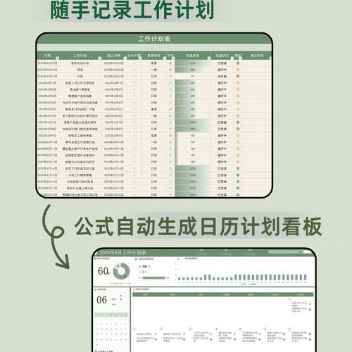 2026月工作计划表及日计划数据看板Excel日历视图动态电子表全套