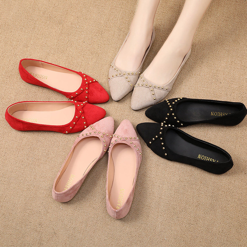 2024春秋新款百搭尖头平底浅口单鞋软底铆钉豆豆鞋懒人一脚蹬女鞋,女鞋,浅口单鞋,淘宝优惠券,粉丝福利购,淘宝优惠卷