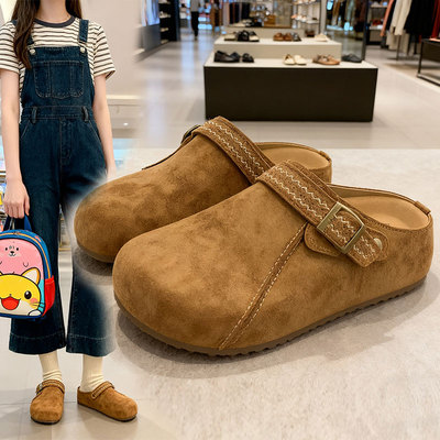 厚底内增高勃肯鞋包头半拖鞋女款