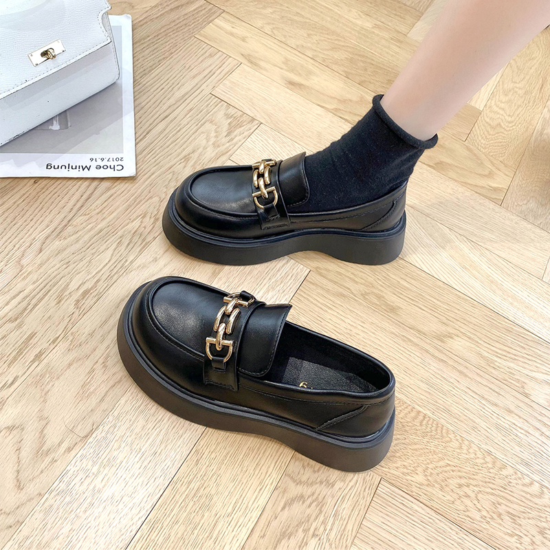 英伦风单鞋女松糕厚底乐福鞋