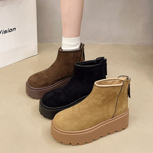 加厚保暖东北棉鞋2026新款冬季增高厚底雪地靴女款加绒勃肯鞋短靴