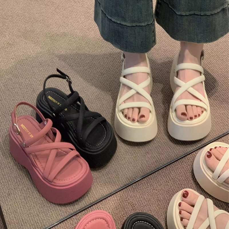 时尚百搭厚底松糕超火罗马鞋