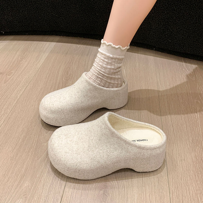 厚底小个子增高毛毛勃肯鞋女2025新款秋冬一脚蹬懒人包头半拖鞋,女鞋,包头拖,淘宝优惠券,粉丝福利购,淘宝优惠卷