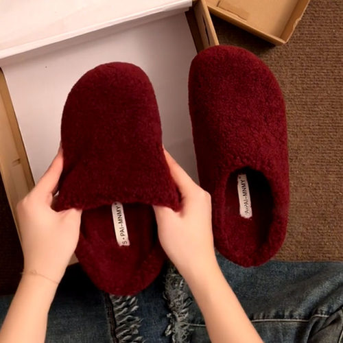 加绒毛毛鞋外穿懒人平底软底棉拖