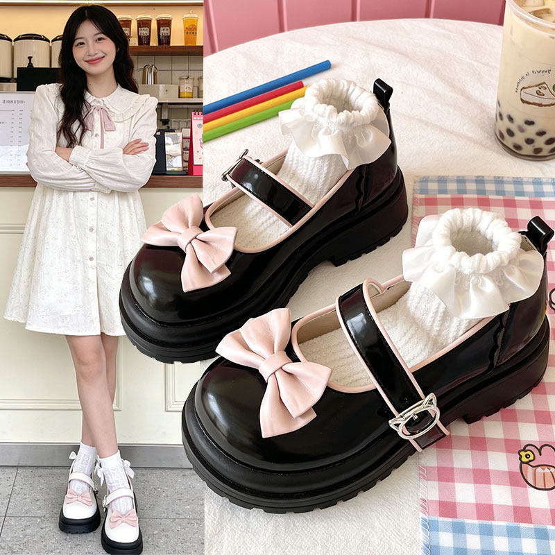 甜酷蝴蝶结小皮鞋女2026新款春季日系jk厚底浅口英伦风玛丽珍单鞋,女鞋,玛丽珍鞋,淘宝优惠券,粉丝福利购,淘宝优惠卷