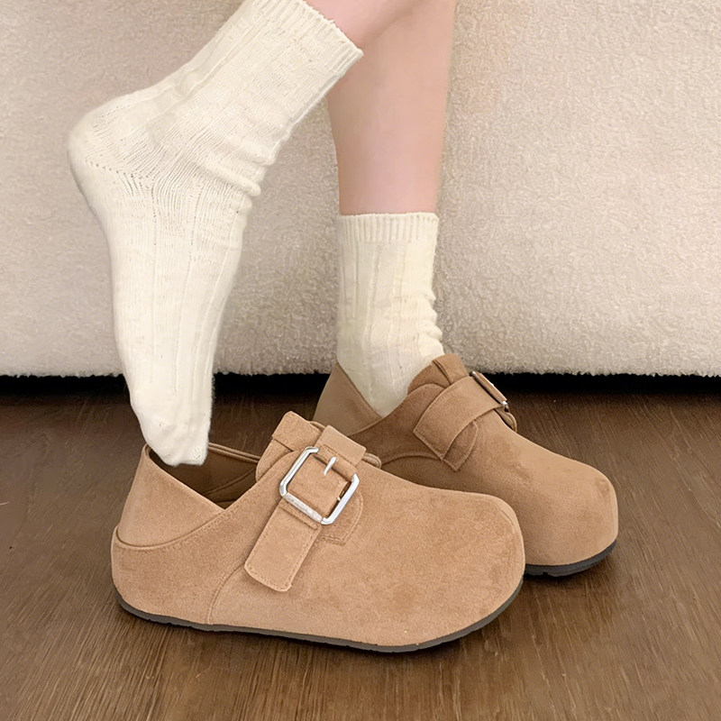 巨好看厚底内增高全包勃肯鞋女2026新款春季一脚蹬乐福鞋博肯单鞋