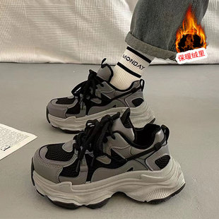 女 港风街拍厚底百搭加绒运动鞋 脏脏老爹鞋 女ins潮2025秋冬新款