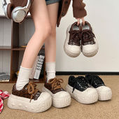 子女2025年秋季 新款 小个子增高松糕板鞋 6CM厚底大头休闲鞋 面包鞋