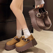女单鞋 2026年春秋新款 厚底松糕一脚蹬乐福鞋 复古勃肯鞋 全包博肯鞋