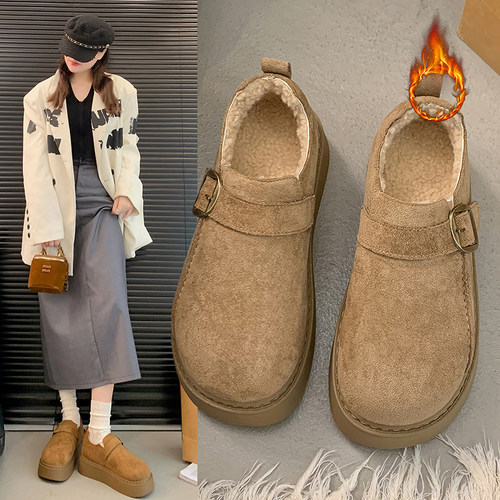 豆豆乐福鞋保暖雪地靴低帮棉鞋女