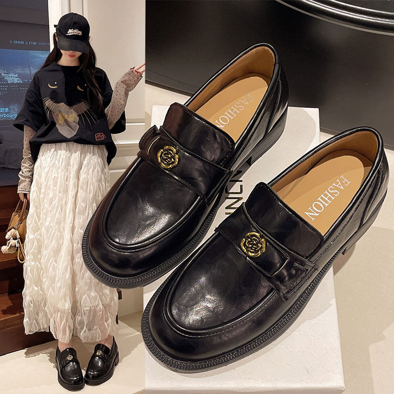 山茶花手工帅气乐福鞋女2026新款春秋中跟单鞋女复古小皮鞋女鞋子,女鞋,乐福鞋（豆豆鞋）,淘宝优惠券,粉丝福利购,淘宝优惠卷