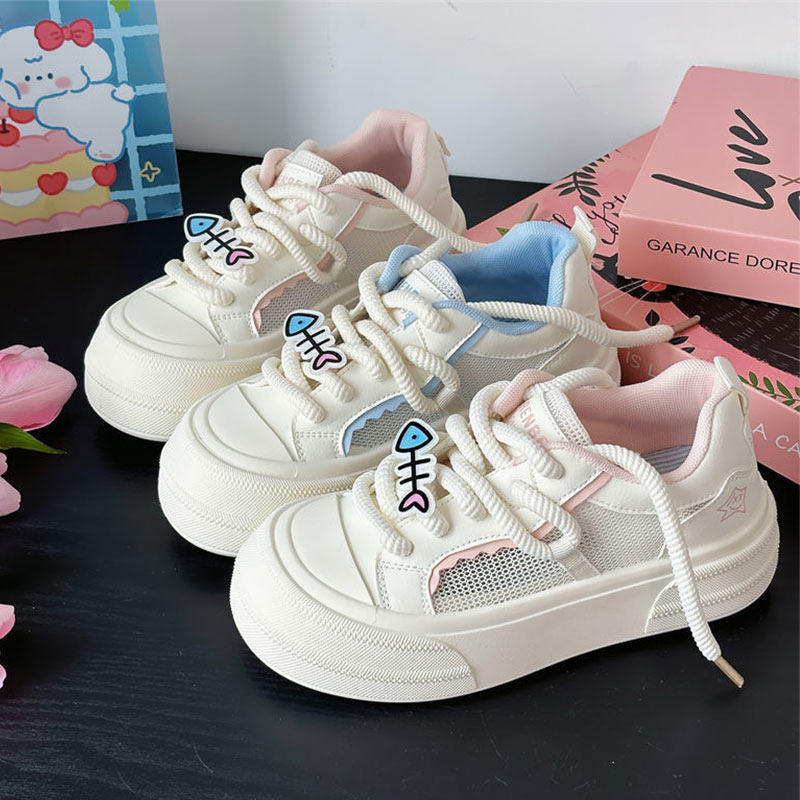 网面透气小白鞋女鞋2026春夏季新款百搭厚底板鞋子学生休闲运动鞋