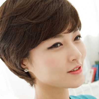 百能女士真发假发短发女短卷发中老年假发整顶真人发丝妈妈假发套